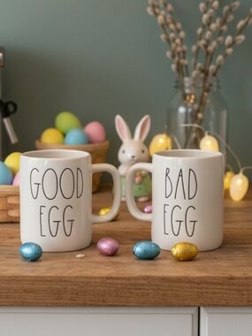 Rae Dunn Set of 2 Ceramic Easter/Spring Mugs
